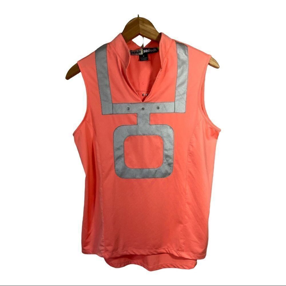 JAMIE SADOCK Women’s Sleeveless Golf/Athletic Polo Top Peach/Silver Size Medium